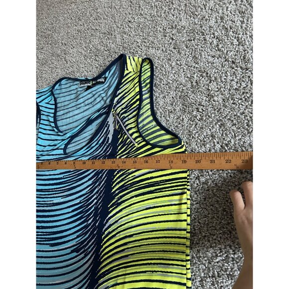 Jamie Sadock Womens Sz L Sleeveless Striped Dress W/ Zipper Pockets Blue & Yello - Picture 8 of 8